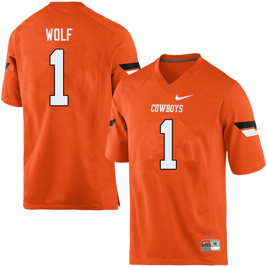 Men #1 Landon Wolf Oklahoma State Cowboys College Football Jerseys Sale-Orange